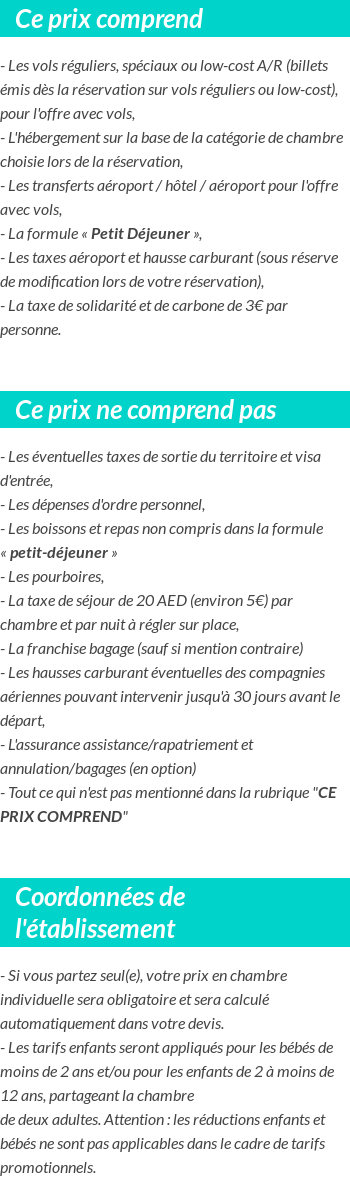 Conditions tarifaires