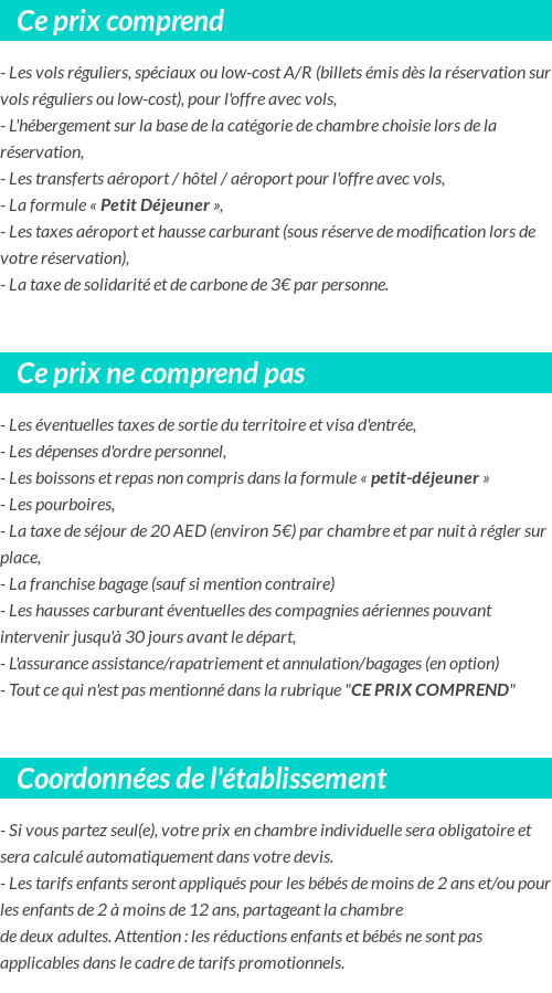 Conditions tarifaires