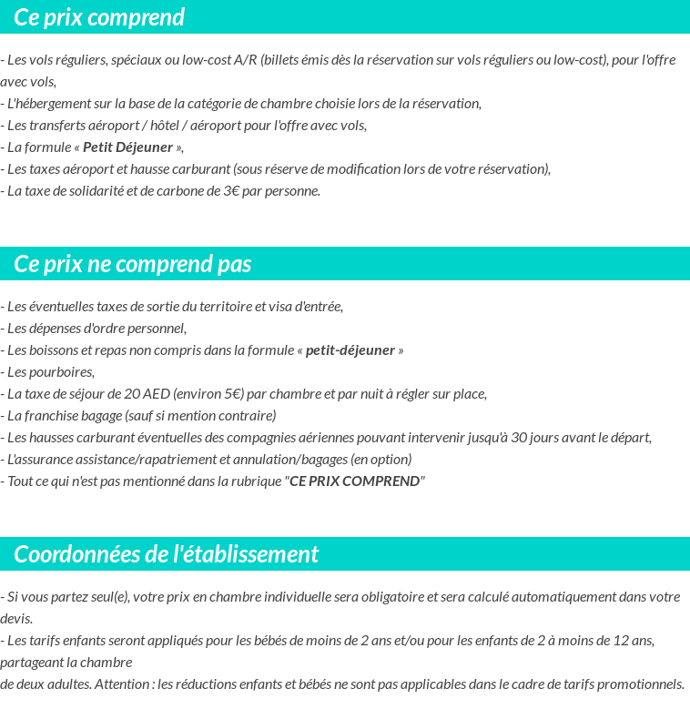 Conditions tarifaires