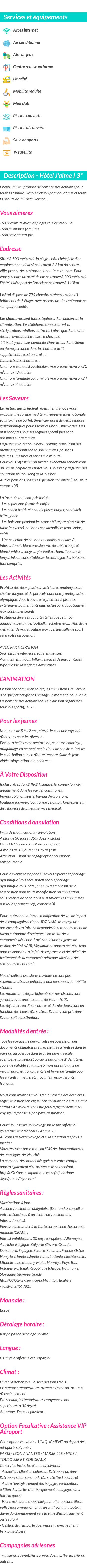 Détails du séjour