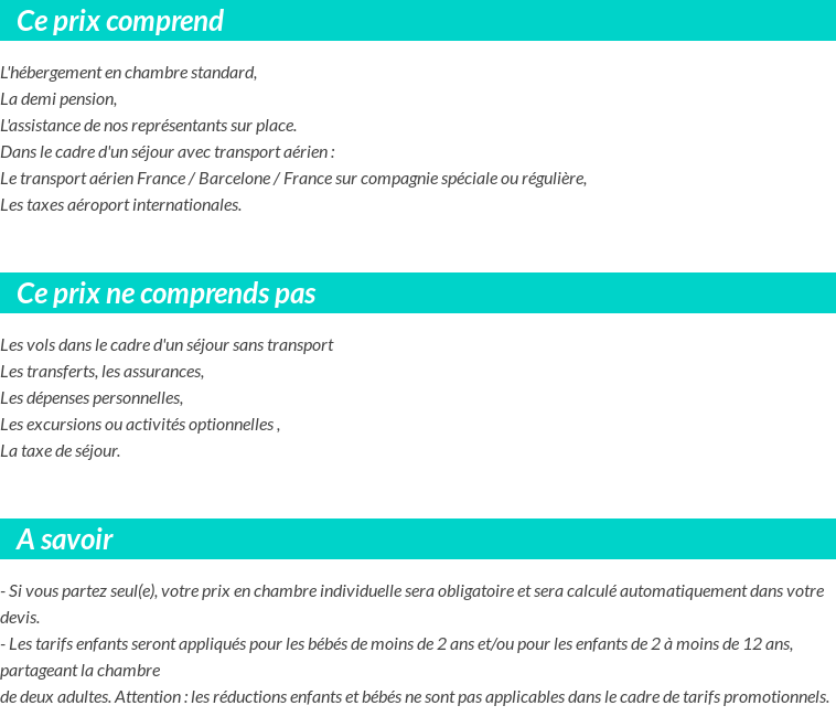 Conditions tarifaires