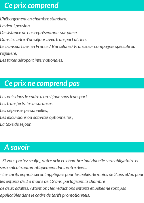 Conditions tarifaires