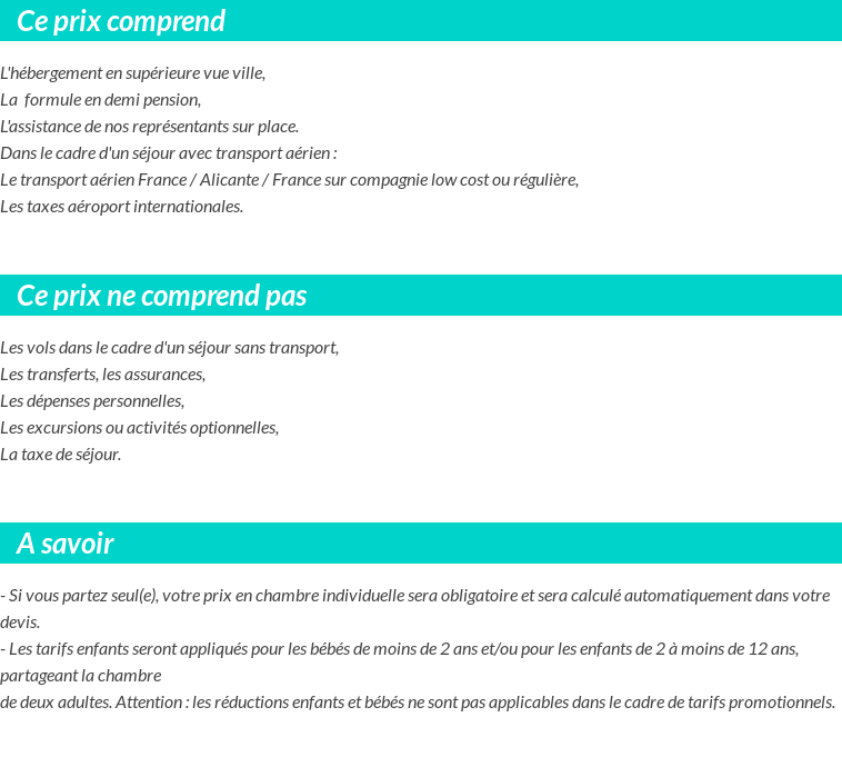 Conditions tarifaires