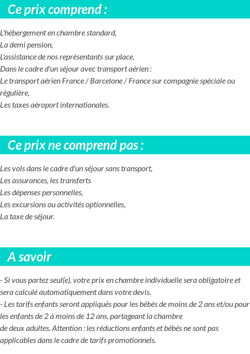 Conditions tarifaires