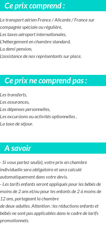 Conditions tarifaires