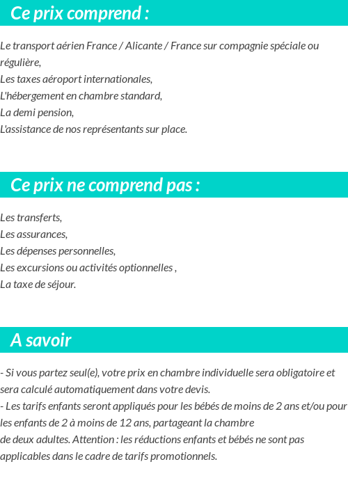 Conditions tarifaires