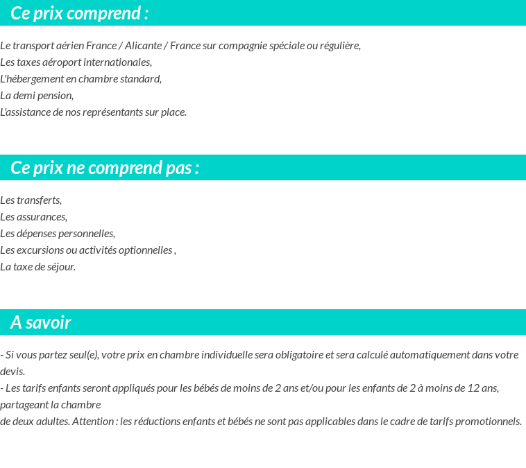 Conditions tarifaires