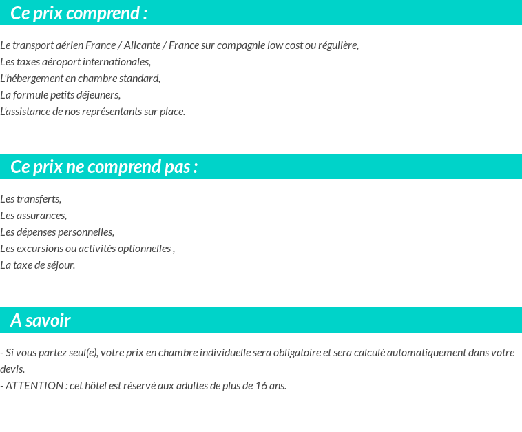 Conditions tarifaires