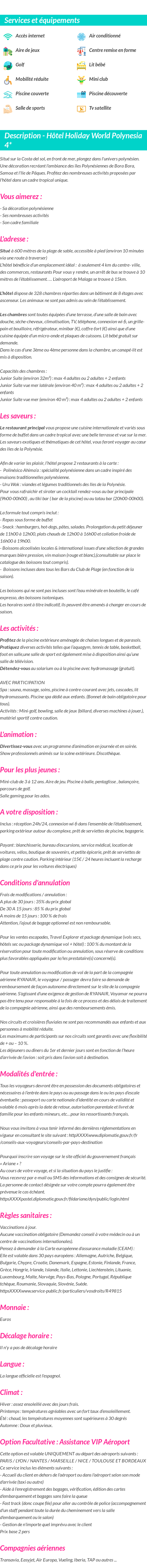 Détails du séjour