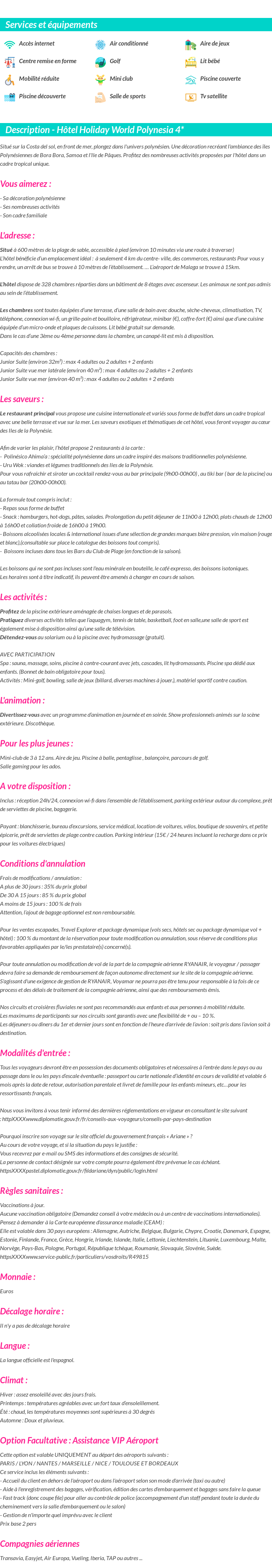 Détails du séjour