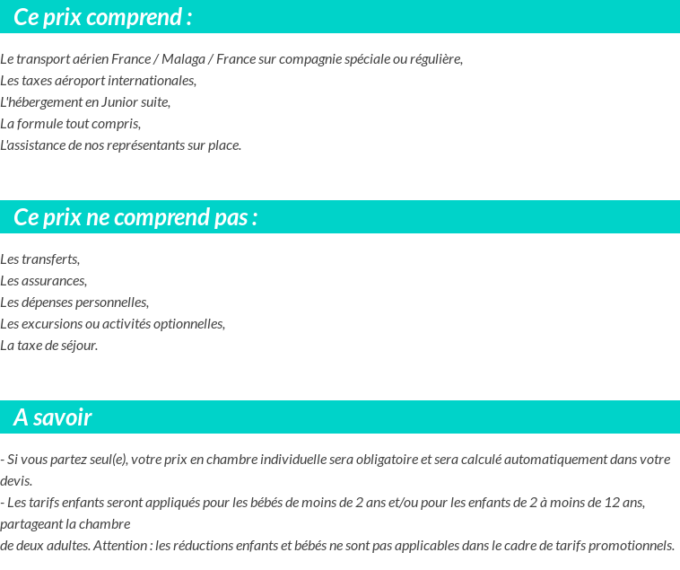 Conditions tarifaires