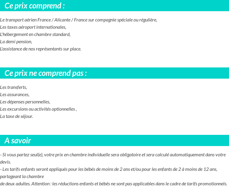 Conditions tarifaires