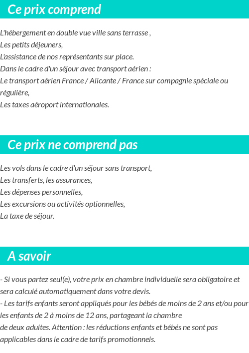 Conditions tarifaires