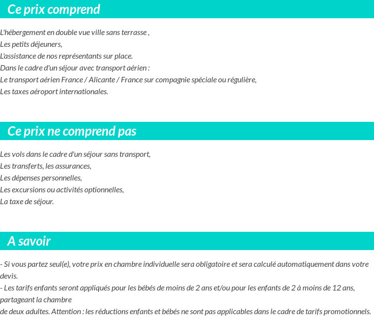Conditions tarifaires