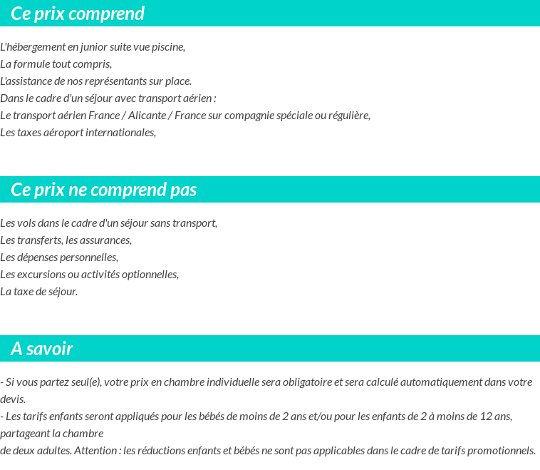 Conditions tarifaires