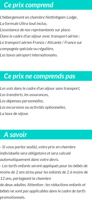 Conditions tarifaires