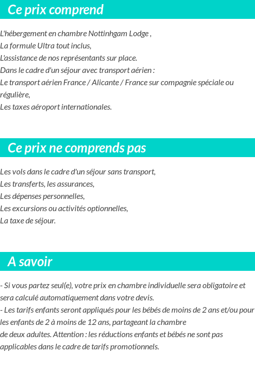 Conditions tarifaires