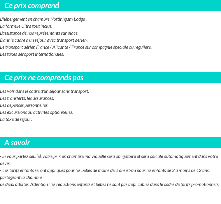 Conditions tarifaires