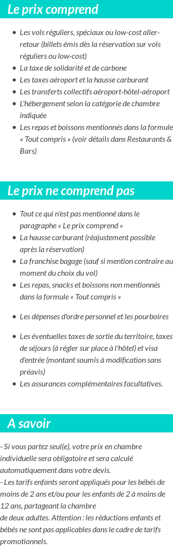 Conditions tarifaires