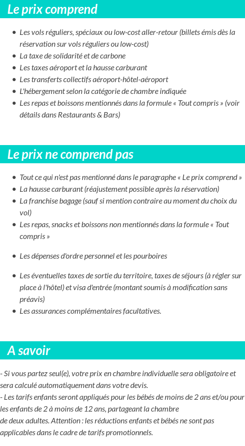 Conditions tarifaires