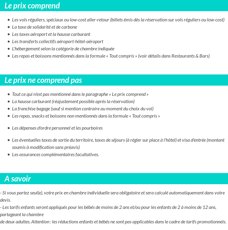Conditions tarifaires