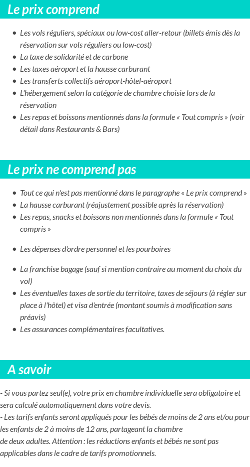 Conditions tarifaires