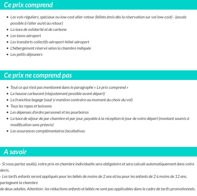 Conditions tarifaires