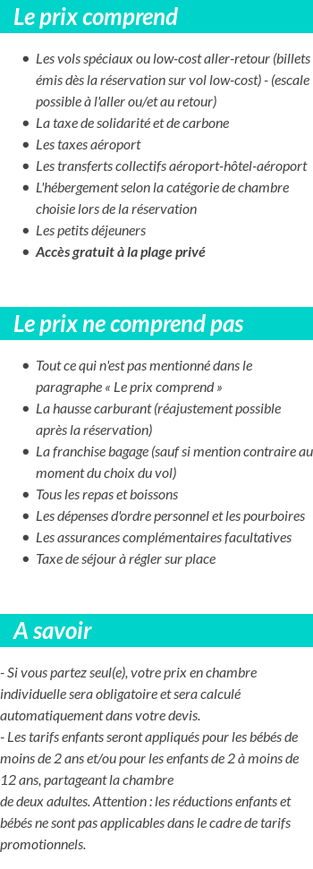Conditions tarifaires
