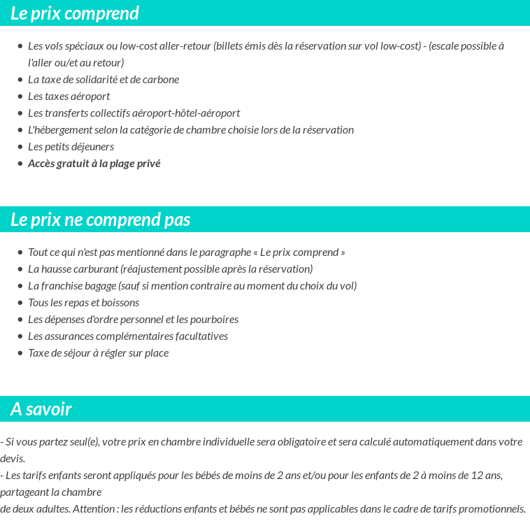 Conditions tarifaires