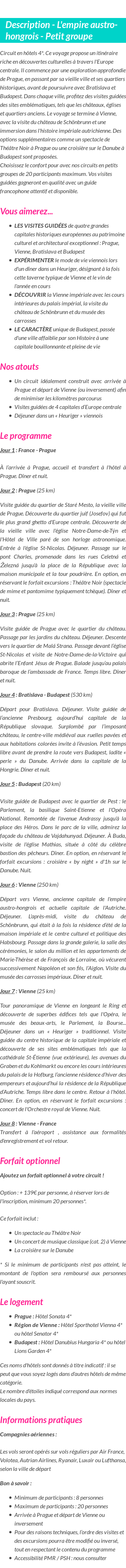Détails du séjour