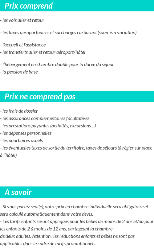 Conditions tarifaires