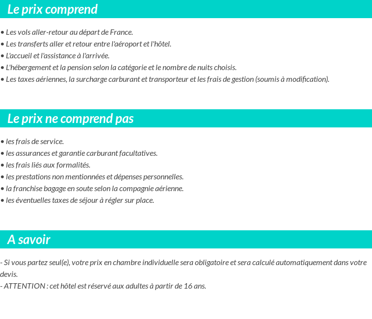 Conditions tarifaires