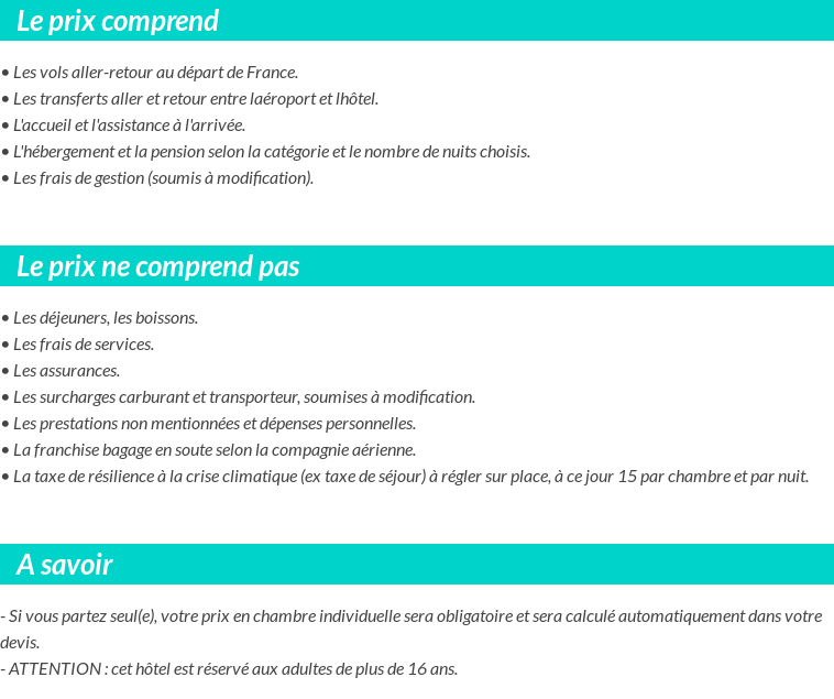 Conditions tarifaires