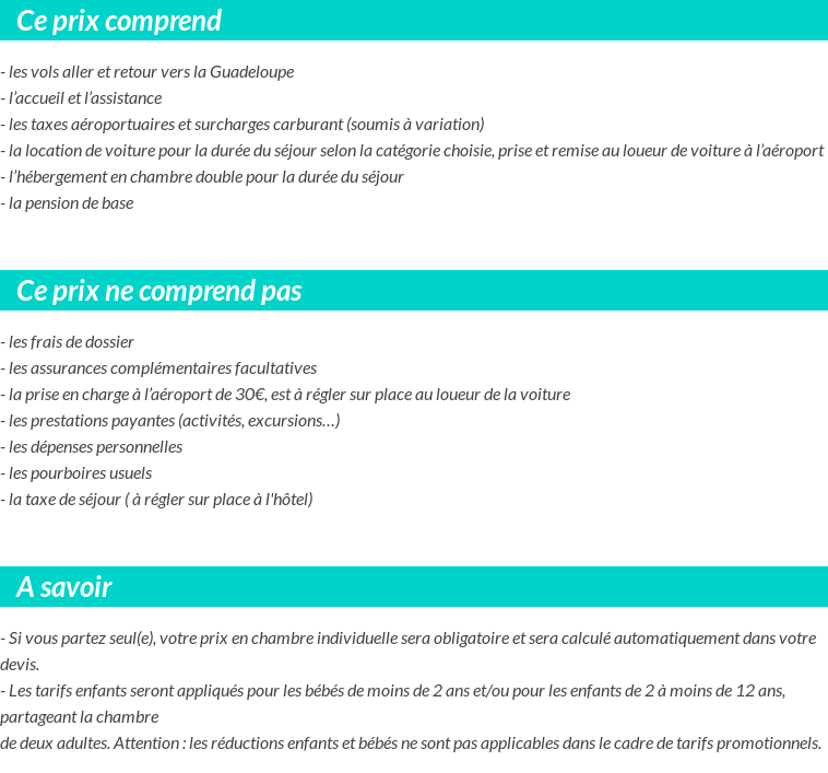 Conditions tarifaires