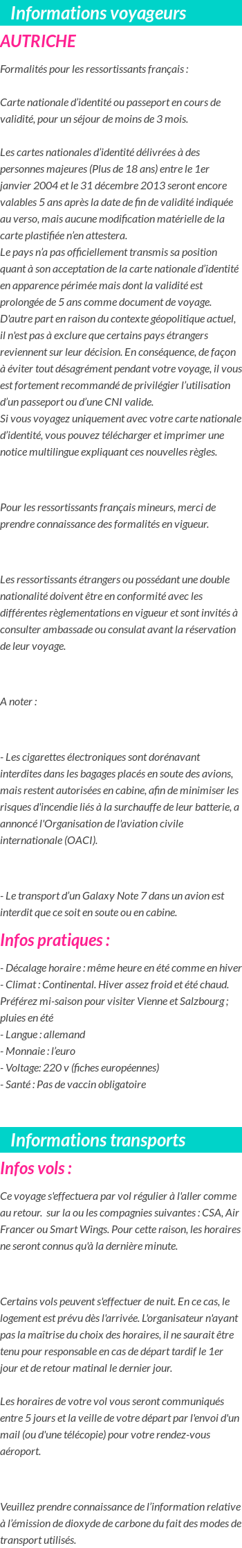 Formalités et infos voyageurs