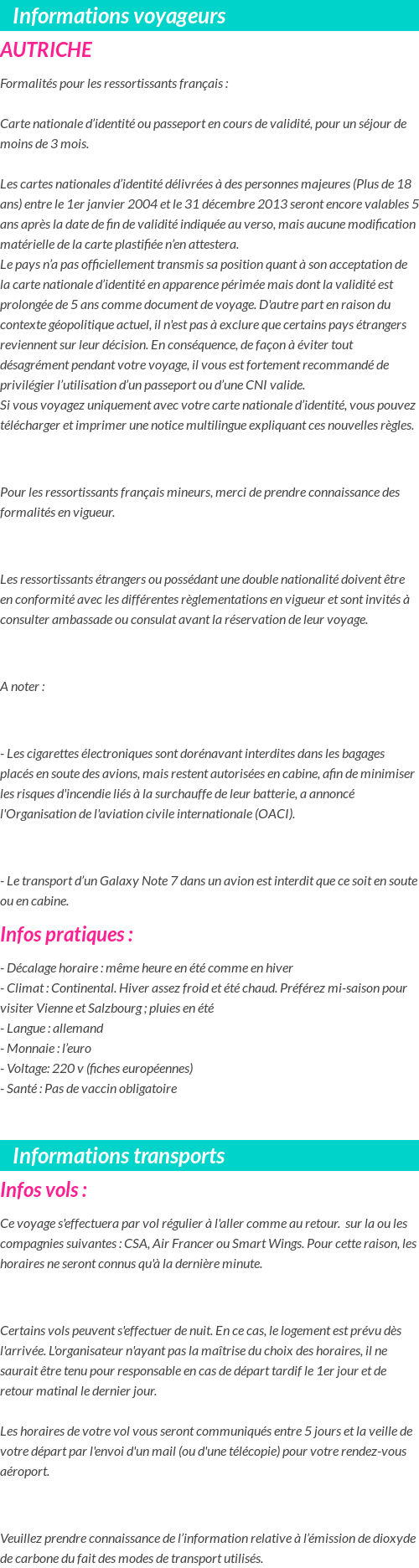 Formalités et infos voyageurs