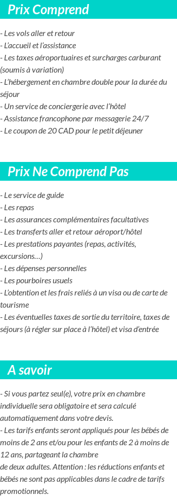 Conditions tarifaires
