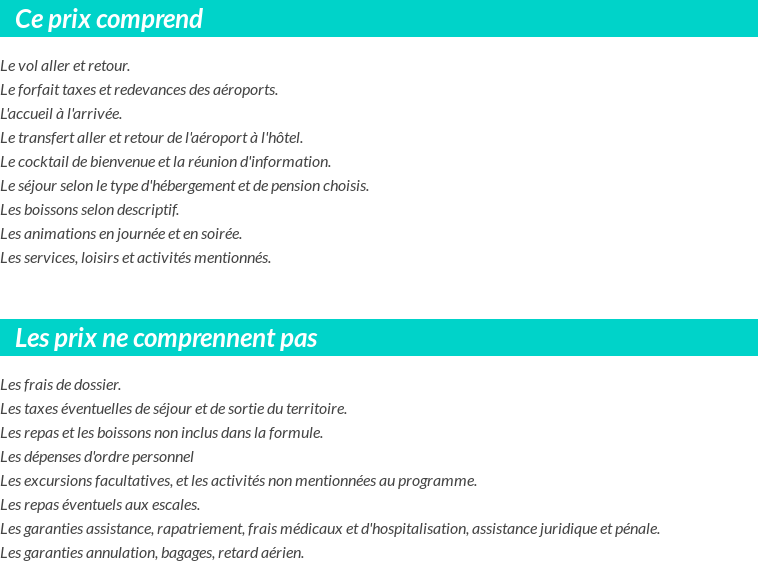 Conditions tarifaires