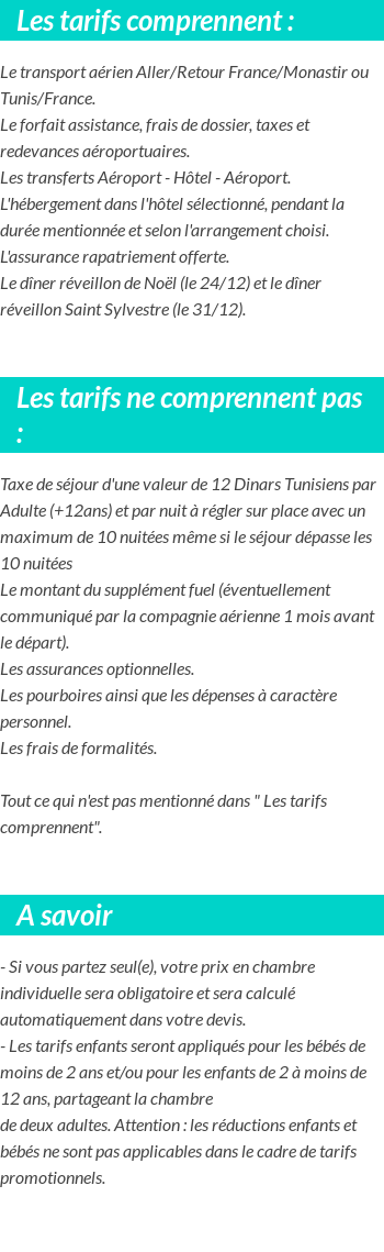 Conditions tarifaires