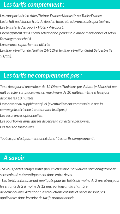 Conditions tarifaires