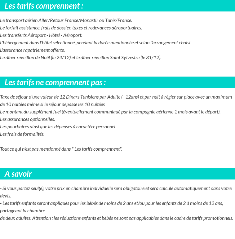 Conditions tarifaires