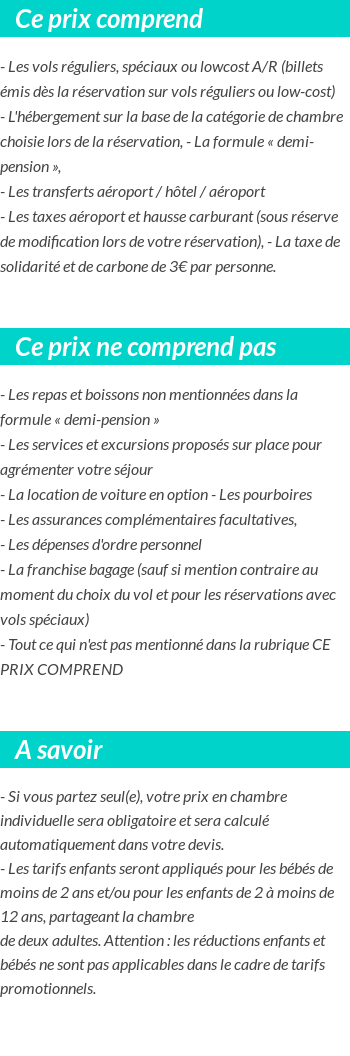 Conditions tarifaires