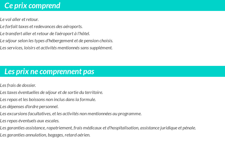 Conditions tarifaires