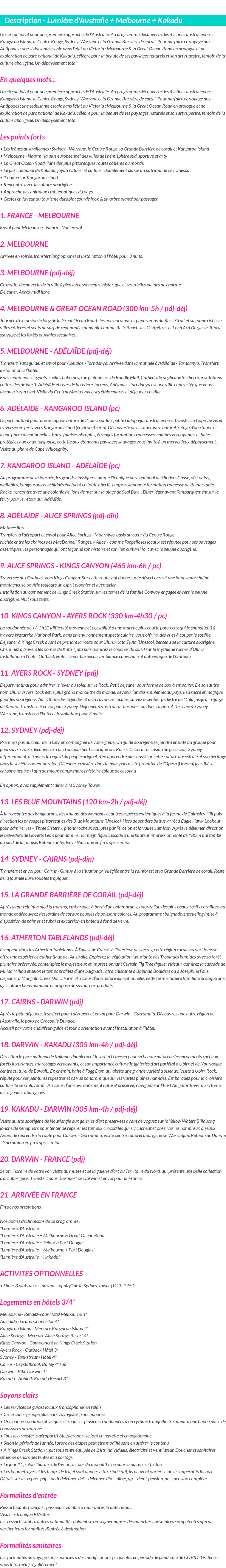 Détails du séjour