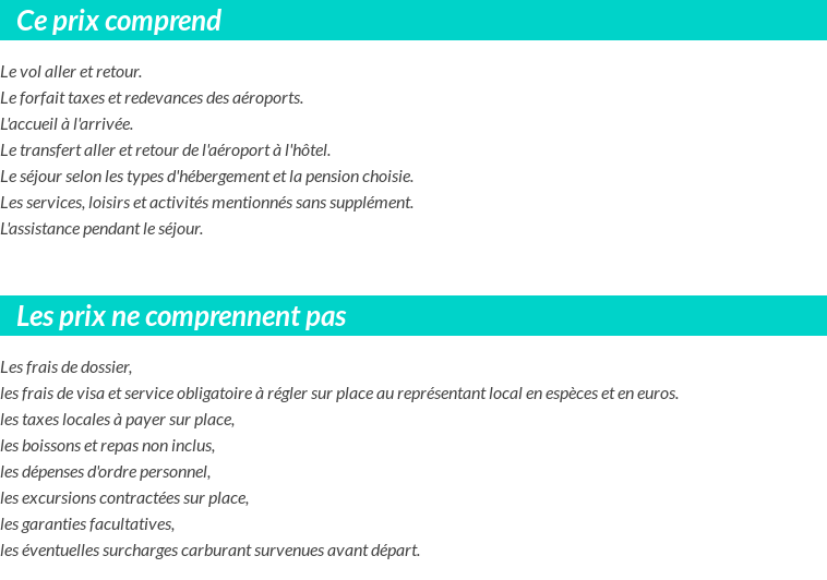 Conditions tarifaires