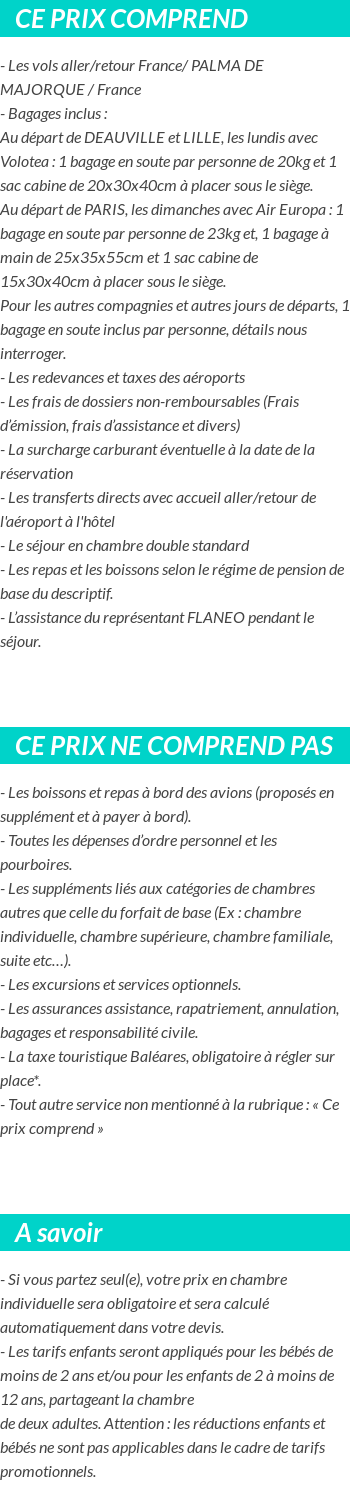 Conditions tarifaires