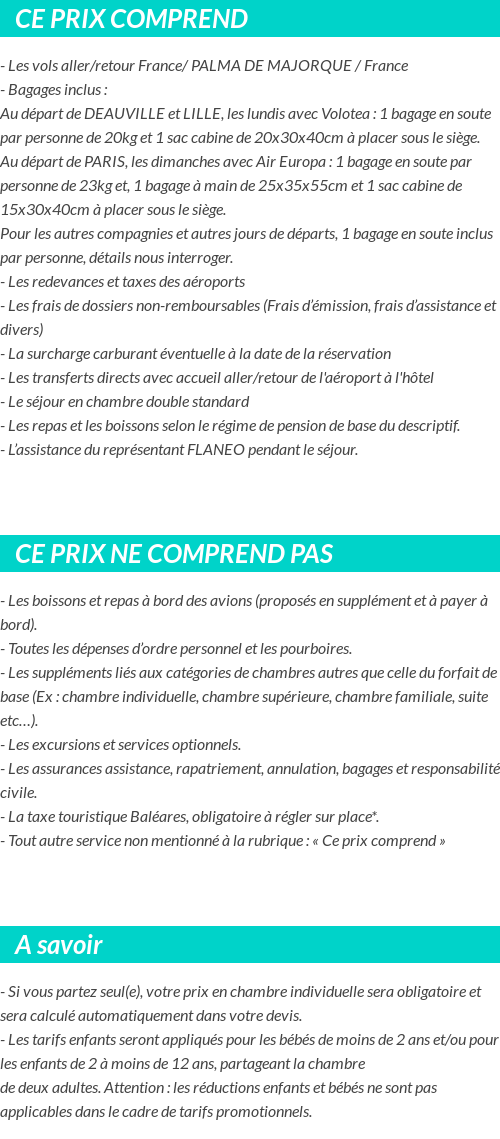 Conditions tarifaires