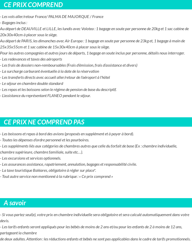 Conditions tarifaires