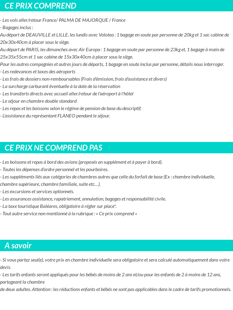 Conditions tarifaires