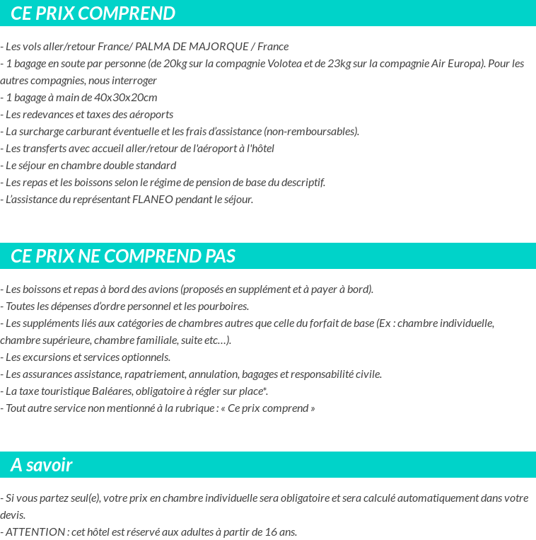 Conditions tarifaires